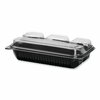 Solo Creative Carryouts Hinged Plastic Hot Deli Boxes, 4-Compartment, 8.05x11.5x2.95, Black/Clear, 100PK 919020-PM94